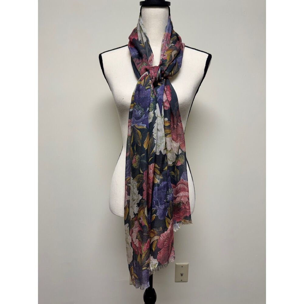 NORTHSTYLE 100% Modal Floral Fringe Lightweight Scarf, Made in India